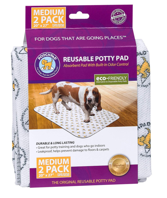PoochPad Original Washable, Reusable Potty Pad (Medium, Pack of 2) - Unmatched Odor Control, Leakproof Puppy Training Pee Pad