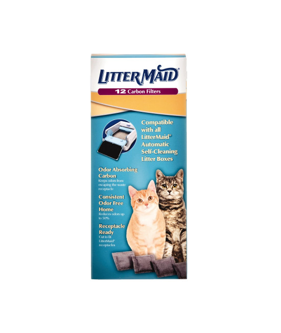 LitterMaid Odor Absorbing Litter Box Carbon Filters, 12 Pack, White