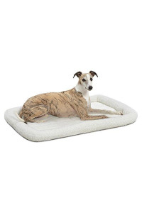 MidWest Homes for Pets Bolster Dog Bed w/ Comfortable Bolster Ideal for Intermediate Dog Breeds & Fits a 36-Inch Dog Crate Easy Maintenance Machine Wash & Dry, 36.0x 23.0x 2.6, White Fleece