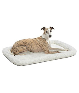 MidWest Homes for Pets Bolster Dog Bed w/ Comfortable Bolster Ideal for Intermediate Dog Breeds & Fits a 36-Inch Dog Crate Easy Maintenance Machine Wash & Dry, 36.0x 23.0x 2.6, White Fleece