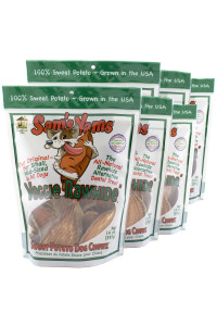 Sam's Yams Sweet Potato Dog Treats, Healthy Dog Treats for Small, Medium, and Large Breed Dogs - Made in USA, High Fiber, Vegan Dental Chews - Veggie Rawhide, Sweet Potato Dog Chewz, 14oz (Pack of 6)