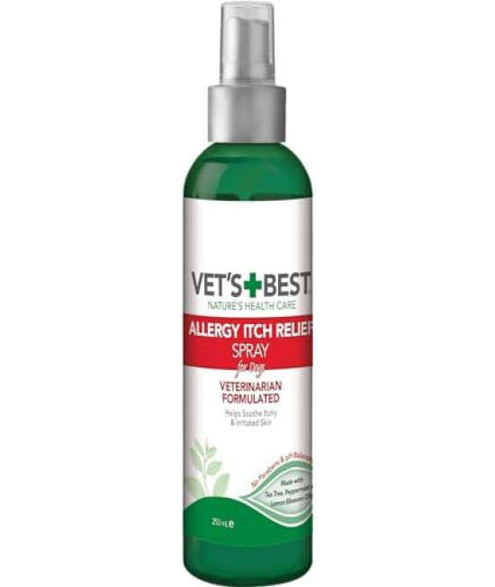 Vets Best Allergy Itch Relief Spray for Dogs Soothes Dog Dry Skin Relieves The Urge to Itch, Lick, and Scratch 8 Ounces