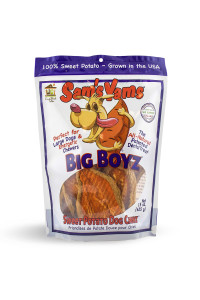 Sams Yams Sweet Potato Dog Treats, Healthy Dog Treats for Large Dogs - Sweet Potato Dog Treats Made in USA, High Fiber, Vegan Dental Chews - Big Boyz, Sweet Potato Dog Chewz, 15oz (Single Pack)