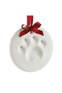 Pearhead Pet Pawprint Hanging DIY Keepsake Ornament, Dog or Cat, Pet Owner Holiday Christmas Gift, White