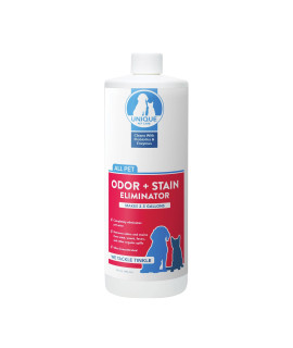 Unique Pet Odor and Stain Eliminator - 32 oz. Liquid Concentrate - Makes Over 2.5 Gallons Cleaner - Bio-enzymatic Formula Eliminates Old and New Pet Odors and Pet Stains (Packaging May Vary)