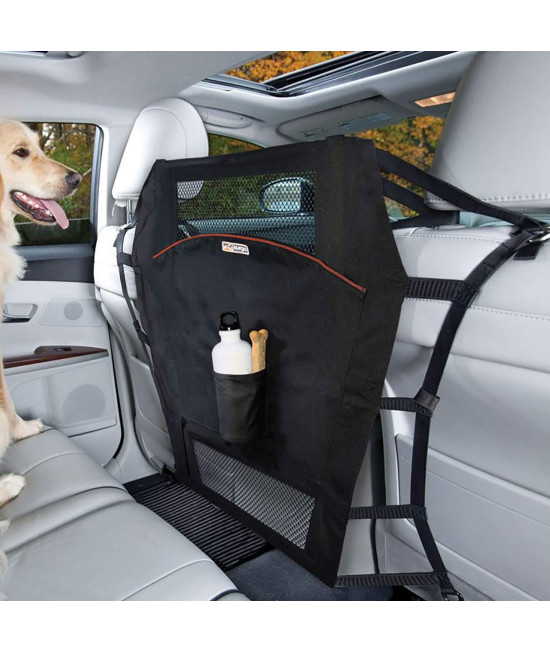 Kurgo Backseat Dog Barrier for cars & Suv,Automotive Pet Barrier,Backseat Barrier for Dogs,Reduce Distractions while Driving,Mesh Opening,Easy Installation,storage Pockets,Universal Fit Black Medium