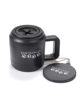 Paw Plunger for Medium Dogs - Portable Dog Paw Cleaner for Muddy Paws - This Dog Paw Washer Saves Floors, Furniture, Carpet and Vehicles from Paw Prints - Soft Bristles, Convenient Cup Handle, Black