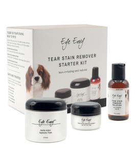 Eye Envy Dog Tear Stain Remover Starter Kit Tear Stain Essentials in one kit at a 2-Step System Lasts 30-45 Days Solution 2 fl.oz, Applicator Pads 30 Count and Powder 0.5oz