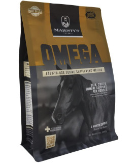 Majesty's Omega Wafers - Superior Horse / Equine Skin, Coat, and Immune Support Supplement - Omega 3, 6, 9, and Biotin - 60 Count (2 Month Supply)