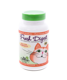 In Clover Fresh Digest Daily Digestive Aid and Immune Support Supplement for Cats, Natural Prebiotic and Enzyme Powder for Healthy Stools, Hairball Control, Stop Litterbox Odor, Works Fast 100g/3.5oz