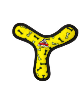TUFFY - World's Tuffest Soft Dog Toy -Ultimate Boomerang- Yellow Bone-Squeakers-Multiple Layers.Made Durable, Strong & Tough.Interactive Play(Tug, Toss & Fetch).Machine Washable & Floats