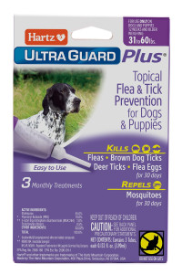 Hartz UltraGuard Plus Topical Flea & Tick Prevention for Dogs and Puppies - 31-60 lbs, 3 Monthly Treatments