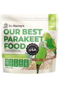 Dr. Harvey's Our Best Parakeet Food, Wholesome Seeds, Nuts, Fruits, and Vegetables Bird Feed for Budgies and Parakeets