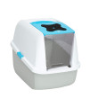 catit Large Hooded cat Litter Box, Blue and White, 50701