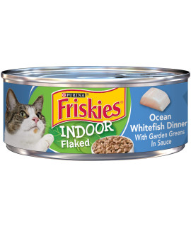 Purina Friskies Indoor Wet Cat Food, Indoor Flaked Ocean Whitefish Dinner in Sauce - (Pack of 24) 5.5 oz. Can