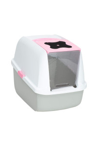 catit Large Hooded cat Litter Box, Pink and White, 50700