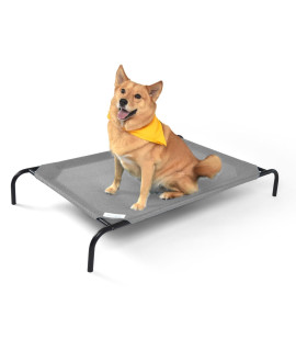 COOLAROO The Original Cooling Elevated Dog Bed, Indoor and Outdoor, Large, Grey