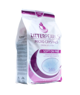 Litter Pearls Micro Crystals Unscented Non-Clumping Crystal Cat Litter with Odorbond, 7 lb, White, Clear and Blue Crystals (LPMC7)
