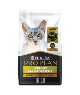 Pro Plan Weight Control Dry Cat Food, Chicken and Rice Formula - 16 lb. Bag