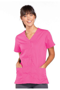 Scrubs for Women Workwear Originals Snap Front Top 4770, XL, Shocking Pink