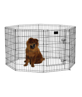 MidWest Homes for Pets Foldable Metal Dog Exercise Pen / Pet Playpen. Black w/ door, 24'W x 36'H