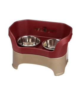 Neater Feeder - Deluxe Model for Dogs - Mess-Proof Elevated Dog Bowls (Large Dog, Cranberry) - Non-Tip, Spill Proof, Non-Skid Food & Water Bowls for Pets