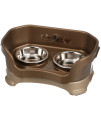 Neater Feeder - Deluxe Model for Cats - Mess-Proof Elevated Cats Bowls (Bronze) - Non-Tip, Spill Proof, Non-Skid Food & Water Bowls for Pets
