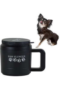 Paw Plunger for Dogs - Portable Dirty Paw Washer for Small Sized Dogs - Ideal for Dogs up to 15lbs - Cleaner Pet Paws to Save Floors / Furniture / Carpet / Vehicle from Muddy Paw Prints - Black