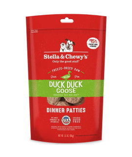 Stella & Chewy's Freeze Dried Raw Dinner Patties - Grain Free Dog Food, Protein Rich Duck Duck Goose Recipe - 5.5 oz Bag