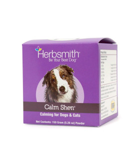 Herbsmith Calm Shen - Herbal Blend for Dogs & Cats - Natural Anxiety Remedy for Dogs & Cats - Feline and Canine Calming Supplement - 150g Powder