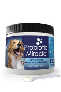 Probiotics for Cats & Dogs - (120 Scoops) Probiotic Miracle - Advanced Formula to Stop Diarrhea, Loose Stool, and Yeast.