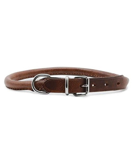 Ancol Round Leather collar chestnut, 10 mm Width Size 1 (Fits 20-26 cm)