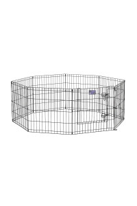 MidWest Homes for Pets Foldable Metal Dog Exercise Pen / Pet Playpen, Black w/ door, 24'W x 24'H