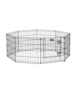 MidWest Homes for Pets Foldable Metal Dog Exercise Pen / Pet Playpen, Black w/ door, 24'W x 24'H