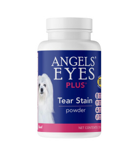 Angels Eyes PLUS Tear Stain Prevention Beef Powder for Dogs All Breeds No Wheat No Corn Daily Support for Eye Health Proprietary Formula Limited Ingredients Net Content 45g