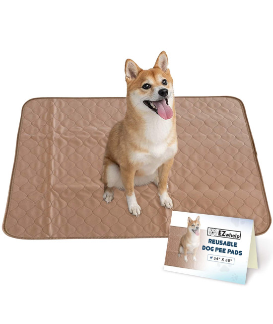 EZwhelp Reusable Dog Pee Pads - Waterproof Training Pads for Dogs - Washable & Sanitary - Rounded Corners - Laminated, Lightweight, Durable -Pet Essentials for Puppy Training and Whelping - 34 x 36