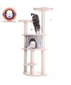 Armarkat 64 Real Wood Cat Tree With Sractch Sisal Post, Soft-side Playhouse, A6401, Almond
