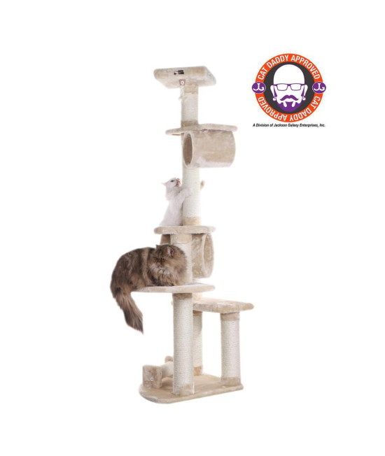 Armarkat 74  H Press Wood Real Wood Cat Tree With Cured Sisal Posts for Scratching, A7463