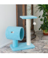 Armarkat Sky Blue 25 Real Wood Cat Tree With Scratcher And Tunnel for Privacy And Hiding, B2501