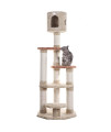 Armarkat Real Wood Cat Climber, Cat Junggle Tree With Sisal Carpet Platforms for Kittens Pets Play, X6606