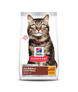 Hill's Science Diet Dry Cat Food, Adult 7+ for Senior Cats, Hairball Control, Chicken Recipe, 15.5 lb. Bag