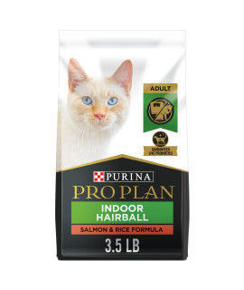 Purina Pro Plan Hairball Management, Indoor Cat Food, Salmon and Rice Formula - 3.5 lb. Bag