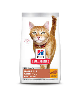 Hill's Science Diet Dry Cat Food, Light Adult, Hairball Control, Light for Healthy Weight & Weight Management, Chicken Recipe, 15.5 lb. Bag