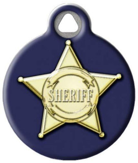 Dog Tag Art Military and Law Enforcement custom Pet ID Tag for Dogs and cats, Personalized Dog Tag with customized Identification Information, Sheriff Badge graphic, Large (125 Diameter)