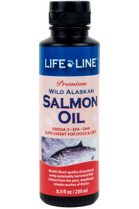 Life Line Pet Nutrition Wild Alaskan Salmon Oil Omega-3 Supplement for Skin & Coat - Supports Brain, Eye & Heart Health in Dogs & Cats, 8oz