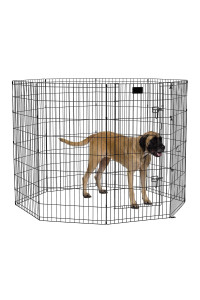 MidWest Homes for Pets Foldable Metal Dog Exercise Pen / Pet Playpen, Black w/ door, 24'W x 48'H, 1-Year Manufacturer's Warranty