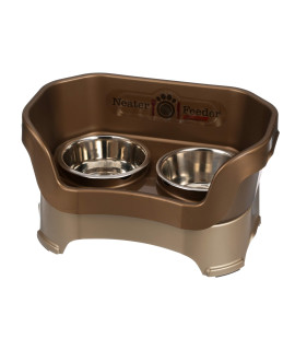 Neater Feeder - Deluxe Model for Dogs - Mess-Proof Elevated Dog Bowls (Medium Dog, Bronze) - Non-Tip, Spill Proof, Non-Skid Food & Water Bowls for Pets