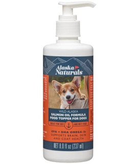 Alaska Naturals - Wild Alaska Salmon Oil Formula Dog Food Topper - EPA and DHA Omega-3 - Supplement for Healthy Skin, Shiny Coat - Made in The USA - 8 oz. Pump Bottle