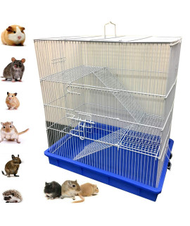 New 3 Story Hamster Rat Mice Mouse Guinea Pig Degu Animal Cage (Blue)