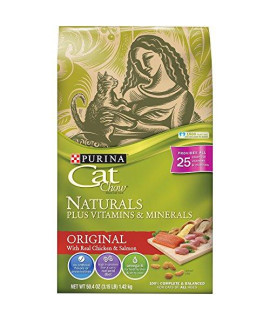 Purina Cat Chow Naturals Original Plus Added Vitamins, Minerals, and Nutrients Dry Cat Food, Naturals Original 3.15 LB per bag, (3 Bags Total)